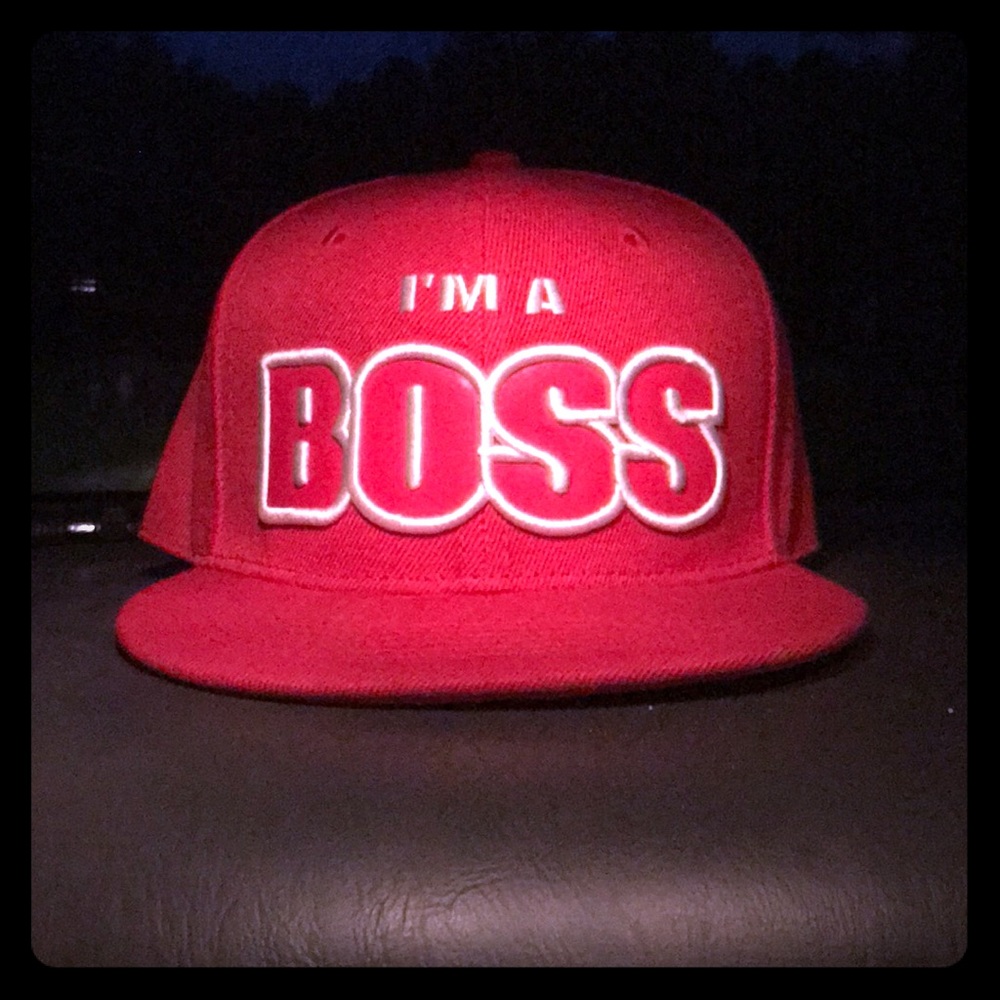 Boss snap back red hat